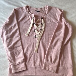 a.n.a Pink Lace-Up Sweater